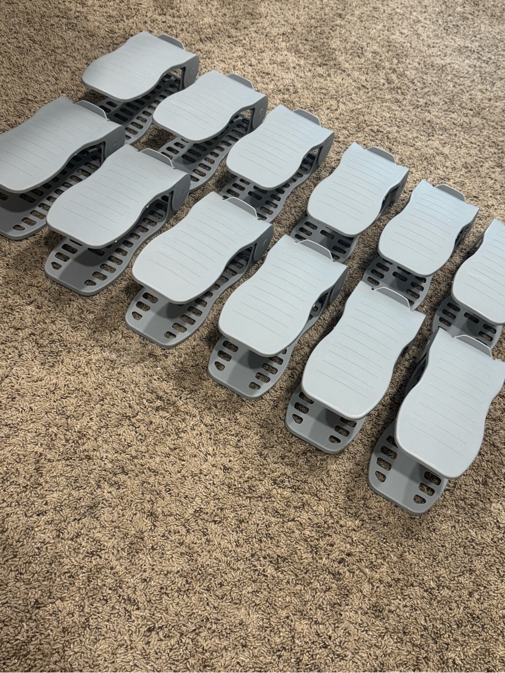 Adjustable Shoe Slot Organizers - Light Gray (Set of 12)